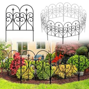 Thealyn Bordure de clôture de Jardin décorative en métal 81 cm x 3 m - Panneaux de clôture en Fer forgé antirouille pour parterres de Fleurs, Arbres, barrière d'animaux (ARIFARO, neuf)