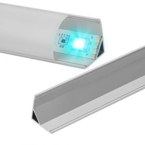 Fiqops Profil&eacute;s LED en Aluminium en Forme de V - Lot de 10 x 1 m pour Bandes (Jusqu'&agrave; 11 mm de Large) - Avec Embouts et Clips de Montage - Canal et Diffuseur pour &Eacute;clairage LED (YunYang9, neuf)