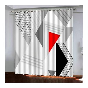 Daesar Lot Rideaux Salon Rideau Imprimés Motif Geometrique 3D Rideau Occultant Chambre 274x274CM Rideaux Oeillets Gris Blanc Rouge Noir (DAESAR, neuf)