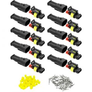 Binnan Imperm&eacute;able &agrave; l'eau Connecteur, 10 pi&egrave;ces Voiture &Eacute;tanche Connecteur &Eacute;lectrique, Connecteur 2 Broches, Waterproof Fil &eacute;lectrique Connecteur pour Moto Scooter Auto Truck Marine (Ancolier Trade, neuf)