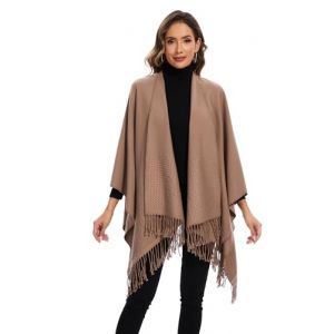 colornival Poncho Femme Hiver Élégant Châle Femme Chaud Poncho Cape Réversible Écharpe Châle Hiver Automne Cadeau de Noël pour Femme (Cobety-EU, neuf)