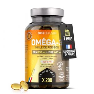 Om&eacute;ga 3 - Huile de Poissons Sauvages - Cerveau - Vision - Coeur - EPA 660mg / DHA 440mg - 100 capsules - GPH Diffusion (123PLANTES, neuf)