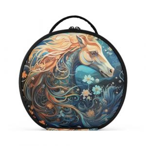 Cheval Aquarelle Fantaisie Créativité Trousse Sac Cosmétique Circulaire de Maquillage Pochette Sacs avec Cloisons Amovibles pour Voyage Filles (HULAHULA, neuf)