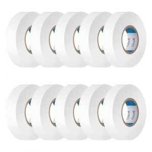 CILIA Lot de 10 Rubans Isolants &Eacute;lectriques PVC 19mm x 25m - Scotch d'&Eacute;lectricien Ignifug&eacute; - Adh&eacute;sif Professionnel Norme IEC - 600V - Pour C&acirc;bles et Fils - Blanc (CILIA ELECTRIC, neuf)