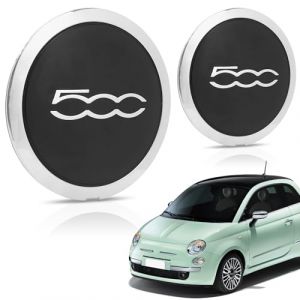 Enjoliveur de Roue Central chrom&eacute;, 68078419AC Convient &agrave; Fiat 500 2012 2022 Enjoliveur de Roue Central chrom&eacute; de Remplacement A (2 PCS Bordure Blanche Texte Blanc) (YANXINMAOYI, neuf)