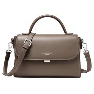 David Jones - Sac Bandouli&egrave;re Femme - Sac &agrave; Main Rabat Simili Cuir PU Port&eacute; Epaule - Besace Forme Cartable Taille Moyenne - Sac de Ville Tendance Shopping El&eacute;gant Mode - Marron (Crazychic, neuf)