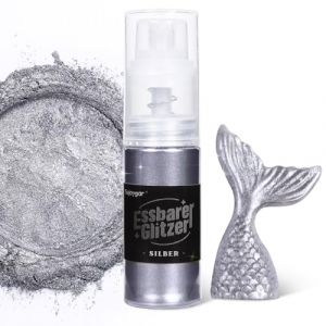 Paillettes Comestibles Spray - 10g Argent Colorant Alimentaire Poudre, Paillettes Alimentaires pour Boissons, G&acirc;teaux, Chocolats, Muffins, Vodka, Cocktail, Cr&egrave;me (Cobakey, neuf)