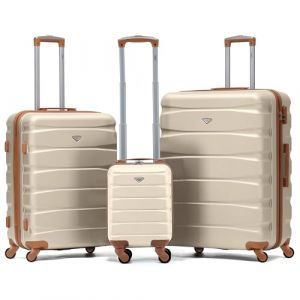 Flight Knight Jeu De 3 Moyen Et Grand Valises Legeres A 4 roulettes en Abs pour Bagages A Main par Plus De 100 Compagnies Aeriennes British Airways, Easyjet Et Taille Max pour Ryanair 40x20x25cm (Prime Brands Group FR, neuf)