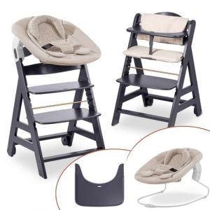 hauck Chaise Haute Bébé Beta+ Newborn Set - Évolutive dès la Naissance avec Transat Nouveau-Né 2-en-1, Plateau Repas, Coussin Assise - Gris Foncé Winnie L'Ourson (babyartikel-de, neuf)