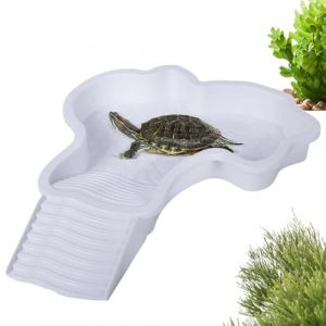 Piscine Tortue Terrestre Mangeoire, Plat d'eau Bassin pour Tortue de Piscine avec Rampe, Bol d'eau pour Reptiles avec &Eacute;chelle, Bassin de Douche pour Terrasse (C) (Haohon &mdash; Livraison en 6 &agrave; 14 jours, neuf)