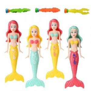 JYNVO Jouet Piscine Enfant, 4 Jouet sir&egrave;ne, avec 3 Algues, Sinkers Sir&egrave;ne pour Enfants Jouets Piscine,Petites Sir&egrave;nes Jeux Piscine Cadeau pour Enfant Fille 3-12Ans Entra&icirc;nement sous-Marin (ROBFLOR MARKET CARS, neuf)