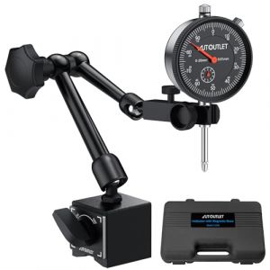AUTOUTLET Comparateur et pied magn&eacute;tique avec serrage central de 25 cm, force de traction maximale de 60 kg, plage de mesure de 0 &agrave; 20 mm, bouton de mesure, tr&eacute;pied magn&eacute;tique, support de comparateur (ZIXING TECHNOLOGY LIMITED, neuf)