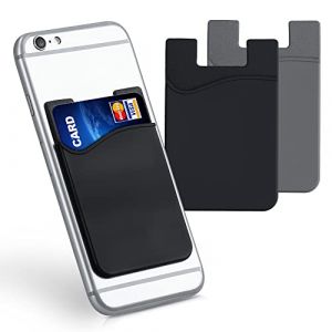 kwmobile 3X Porte-Carte Adhésif pour Téléphone - Pochette Autocollante Silicone pour Smartphone - Format Carte Bleue - Noir-Noir-Gris (SX-Commerce, neuf)