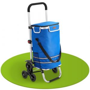 Juskys Chariot à provisions 3 en 1 Monte-escalier - 56 l, Moderne & Pliable - Chariot de Courses pour Faire du Shopping et Monter Les marches - Diable & Sac - Caddie Bleu foncé (Juskys Gruppe GmbH, neuf)