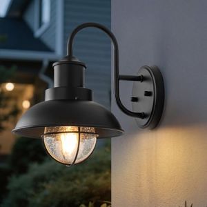 FTL Applique Murale d'Extérieur à col de Cygne, E27 Porche Lampe Murale Extérieure avec Verre Grené, Vintage Luminaire Grange Lanterne Extérieur, pour l'extérieur de la Maison, Entrée, IP44 Étanche (FTNOUS, neuf)