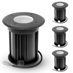 YindaLux 4x Spot Encastrable Exterieur au sol pour GU10 203V, IP67 Étanche Spot LED Encastrable Exterieur pour terrasse, jardin, trottoir, terrasse, allée, pelouse, Rond, Argent (sans ampoule) (Xziming, neuf)
