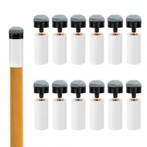 XIHIRCD 12pcs Embouts de Queue de Billard, Embouts de Bâton de Piscine de 12mm avec Embouts de Queue de Billard Blancs à Visser Embouts de Queue Accessoires de Table de Billard pour Queues de Billard (YESIONG, neuf)
