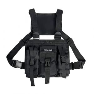 Sac tactique de poitrine pour homme multi-poches Airsoft sac de course harnais de combat radio poitrine sac à bandoulière Holster gilet militaire sac à bandoulière pour extérieur chasse extérieur EDC (Liangyongjing, neuf)