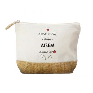 Trousse « Le Petit Bazar de Mon Atsem» - Cadeau Original Fin d’Année Scolaire – Pochette Rigolote et Pratique (Kiribou shop, neuf)