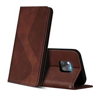 ZONNAVI Coque pour Huawei Mate 20 Pro, Premium Étui Housse en Cuir de Protection avec [Emplacements Cartes] [Magnetique], Clapet Folio Portefeuille pour Huawei Mate 20 Pro (Marron) (ZONNAVI, neuf)