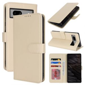 Zouzt Coque pour Google Pixel 7A Housse Portefeuille, Cuir PU Premium Etui de Protection [Béquille] [Fentes pour Cartes] Etui à Rabat pour Google Pixel 7A - Blanc Cassé (malepeak, neuf)
