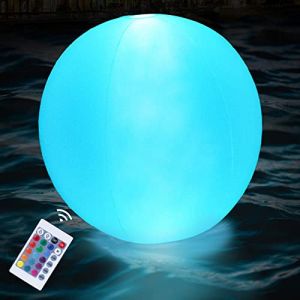 Boule Lumineuse Exterieure Solaire Gonflable Ø 40cm, Jardin, Eclairage LED, Lampe Flottante Changeante Couleur Decoration de Piscine Accessoire (xintuozjiayou, neuf)