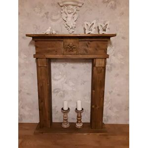 Wolkenstube Cheminée décorative marron vieilli, console de cheminée, bordure de cheminée marron (90 cm de largeur) (Wolkenstube, neuf)