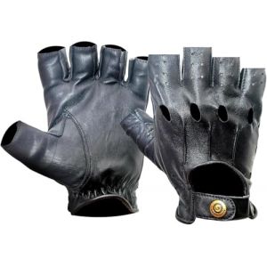 Gants Mitaine de Conduite en Cuir Noir Pour Hommes Style R&eacute;tro Gant de Cuir de Souple Sans Doigt Pour Fitness Voiture Moto V&eacute;lo Gym Cyclisme Camping et Activit&eacute;s Ext&eacute;rieur (Noir LH001 XXL) (BUSINESS SQUARE, neuf)