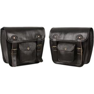 Bleu am&eacute;ricain - Lot de 2 sacoches de moto en cuir v&eacute;ritable, sacoche de selle, sacoche de v&eacute;lo, sacoches de fourche vintage, amateurs de v&eacute;lo (noir) (American blue, neuf)