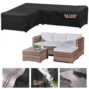 Enzeno Housses de canapé de Jardin en Forme de L imperméables, Housse de canapé d'extérieur en Tissu Oxford 420D, Housse de Meubles d'angle en rotin avec Ruban imperméable (140x210x75cm) côté Droit (hualing-UK, neuf)