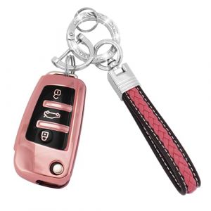 Koaudb Coque complète pour clé de voiture Audi avec cordon porte-clés, 3 boutons en TPU souple pour clé de voiture Audi A1 A3 A4 A6 A8 Quattro Q2 Q3 Q7 S3 S6 RS3 RS6 R8 TT TTS (CL-Ad-3-P) (Koaudb, neuf)