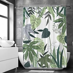 Loti Living Rideau de Douche Anti-moisissure 180 x 200 cm – Jungle – Polyester – avec Anneaux – Rideaux de Douche - Shower Curtain - Motif Feuilles Tropicales - Tissu Lavable en Machine (Commercedt B.V., neuf)