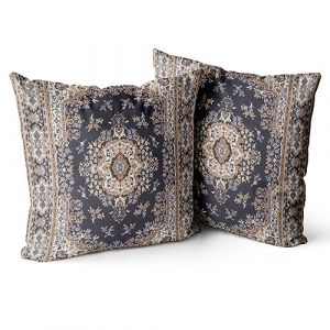 Snylcce Housse de Coussin 45x45cm Boho Ethnique Taie d'oreiller Lot de 2 Moderne Housses Coussins Mandala Motif Floral Taie Oreiller Boheme D&eacute;coratif pour Chambre Noir dor&eacute; (Sunycler, neuf)