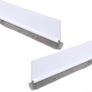 Lot de 2 joints de bas de porte avec brosse - 3 x 100 cm - Réduction du bruit - Pour porte de garage, chambre, salle de bain et bureau - Blanc (Carpango, neuf)