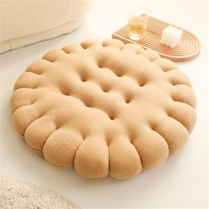 Morbuy Coussins de Jardin, Cookies Cr&eacute;atifs Coussin Exterieur, Epais Tatami Coussin Chaise Polyester Galette de Chaise pour Int&eacute;rieur Patio Coussin Chaise Exterieur (40x40cm-1PC,Rond Beige) (Morbuy, neuf)
