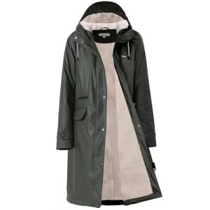 Peter Patter Manteau de pluie, pour femme, doubl&eacute;, en polaire teint&eacute;e, imperm&eacute;able, avec fourrure synth&eacute;tique, chaud, long en polyur&eacute;thane, coupe-vent, parka de pluie pour l'hiver, vert, 38 (miss rainbow, neuf)