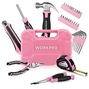 WORKPRO Caisse &agrave; Outils Rose 35 Pi&egrave;ces, Trousse &agrave; Outils avec Bo&icirc;te de Rangement, Mallette Outils Rose pour Usage Domestique ou Petits Travaux (GreatStarTools, neuf)