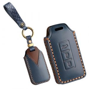 KUNIO Coque de protection pour cl&eacute; de voiture Mitsubishi Lancer EVO Evolution Outlander PHEV Eclipse Cross 2024 2025 - En cuir synth&eacute;tique - 3 boutons - Bleu (KUNIO, neuf)
