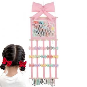 Generico Organisateur pour n&oelig;uds de cheveux - Sac en maille rose avec crochets | organisateur de d&eacute;coration de chambre | pour femmes filles bandeau clip d&eacute;coration maison chambre appartement dortoir (HaiKuoTianKongWangLuoKeJi, neuf)