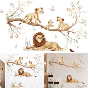 YGCHEN Stickers Muraux Animaux de la Jungle Autocollants Lion Autocollant Muraux Animaux Foret Wall Sticker pour Enfants Chambre Pépinière Salon Décoration Murale (Yancen, neuf)