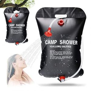 RANJIMA Douche Solaire, 20L Sac de Douche Solaire Camping Solaire Sac de Douche Portatif Pliant Extérieur avec Flexible Amovible Douche Chauffe Eau Solaire pour Camping Randonnée Escalade Jardin (RANJIMA-EU, neuf)
