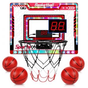 Apritsce Panier de Basket Interieur, Mini Panier de Basket pour Chambre, Basketball Hoop Panier de Basketball Mural avec Tableau de Bord &Eacute;lectronique, 4 Ballons pour Enfants Age 6+ (Trans Cargo Success, neuf)