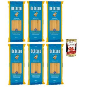 De Cecco Zitone n&deg;19, p&acirc;tes de bl&eacute; dur 6 x 500 g &ndash; tubes longs, tr&eacute;filage au bronze, s&eacute;chage lent ~36 h &ndash; cuisson 9 min (al dente 7 min) &ndash; Fabriqu&eacute; en Italie + Italian Gourmet polpa 400g (Italiaen Gourmet UK Ltd, neuf)