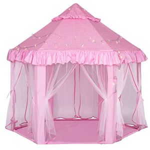 Tente de Jeu pour Filles - Grand Ch&acirc;teau Princesse Tentes de Jeu, Int&eacute;rieur Ext&eacute;rieur Maison de Jeux Pop-up pour Enfants avec lumi&egrave;res &eacute;toil&eacute;es Jouets Cadeaux pour 3 4 5 6 7 8 9 Ans Filles Gar&ccedil;ons (HTDirect Store, neuf)