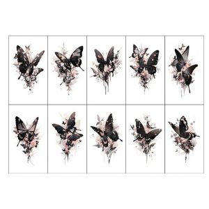 ARYU Autocollant De Tatouage De Couleur, 1 Ensemble De 10 PièCes, ImperméAble, Longue DuréE, FéE Papillon, Cool, Simulation De Clavicule, 120x68mm (XCTT, neuf)