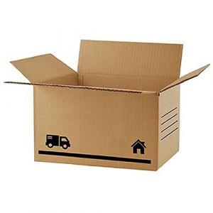 Acan Tradineur - Lot de 2 bo&icirc;tes en carton pour d&eacute;m&eacute;nagements, emballage, carton renforc&eacute; et r&eacute;sistant, pliables et r&eacute;utilisables, envoi de colis, rangement - 35 x 26 x 15 cm (TRADINEUR, neuf)