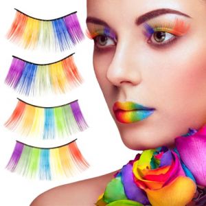 2paires Eyelashes Faux Cils Longs Stickers Cils Accessoire de Paon Maquillage Rapide Décoration Déguisement Mascarade pour Femme Fille Fête Carnaval Soirée (ShanDongYuRui, neuf)
