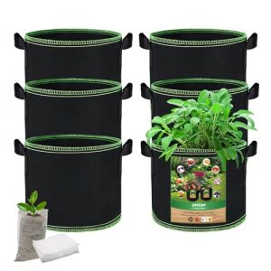 Sac de Plantation Non Tiss&eacute; 11L (3 Gallons) - Lot de 6 Pots avec 100 Sac de Semis, G&eacute;otextile Respirant pour Plantes, L&eacute;gumes et Fleurs (HOOCHE, neuf)