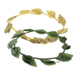 LIOOBO Couronne De Laurier Or Et Vert 2 Pièces - Bandeau Grec Déesse - Accessoire Coiffure Halloween Décoration De Fête Romaine Pour Hommes Et Femmes (qiuyuanyi, neuf)