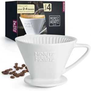 Moritz & Moritz Filtre a cafe en Porcelaine Taille 4 &ndash; Filtre &agrave; caf&eacute; r&eacute;utilisable pour un excellent Caf&eacute; riche en ar&ocirc;me &ndash; Filtre caf&eacute; pour 2 &agrave; 4 tasses - Cafeti&egrave;re Filtre (ILP GmbH, neuf)